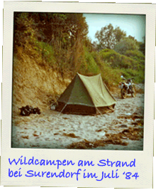 Endurowandern und Wildcampen am Strand 1984